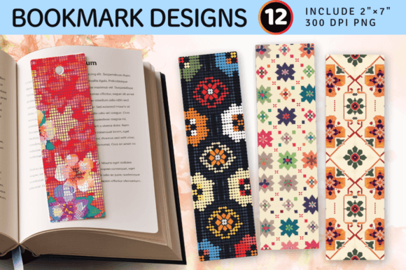 Cross Stitch Embroidery PNG Bookmark Des