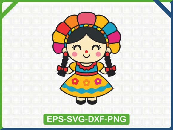 Mexican Folk Doll Embroidery SVG Design